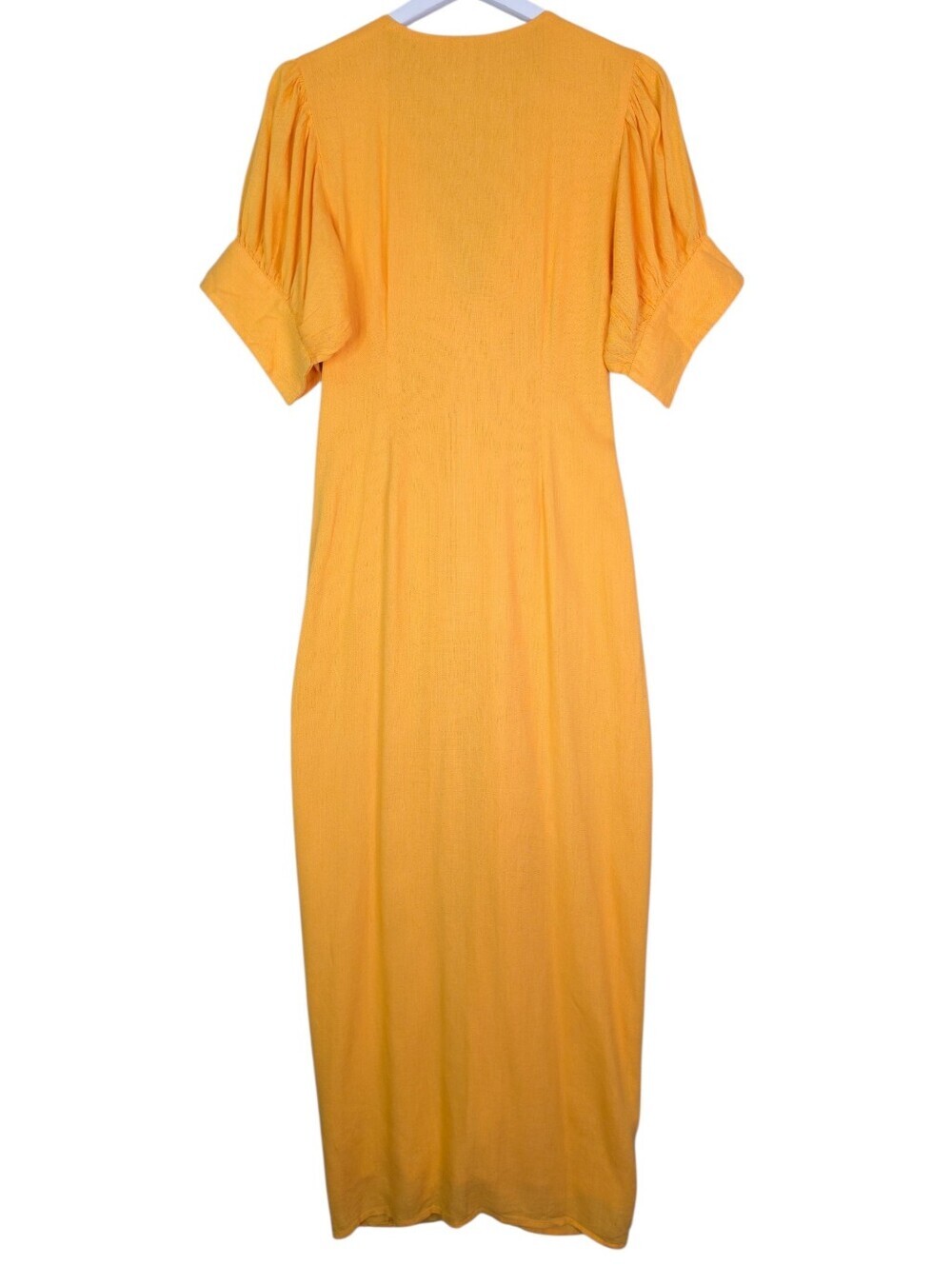 Free People Vintage Summer Mustard Yellow Tie-Front Midi Dress - Picture 4 of 8
